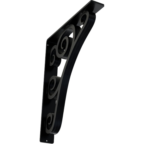 Ekena Millwork Tristan Wrought Iron Bracket, (Triple center brace), Powder Coated Black 2"W x 12"D x 15"H BKTM02X12X15TTN - main